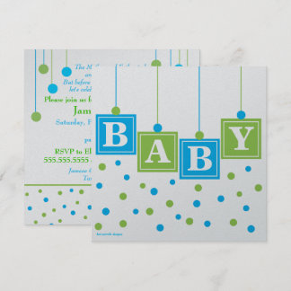 Invitation BÉBÉS Blocs Baby shower Garçon bleu vert - CUSTOM