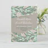 Invitation Bébé's Breath and Greenery Elegant Rustic Mariage (Debout devant)