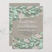 Invitation Bébé's Breath and Greenery Elegant Rustic Mariage (Devant / Derrière)