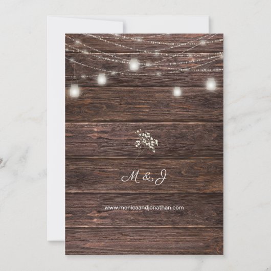 Invitation Bébé's Breath Bois String éclats Réception de mari (Dos)