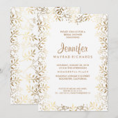 Invitation Bébé's Breath Gold et Fête des mariées blanche (Devant / Derrière)