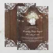 Invitation Bébé's Breath Mason Jar Barn Wood Graduation Party (Devant / Derrière)