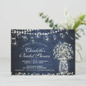 Invitation Bébé's Breath Mason Jar Bleu Fête des mariées rust (Debout devant)