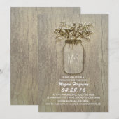 Invitation Bébé's Breath Mason Jar Fête des mariées rustique (Devant / Derrière)