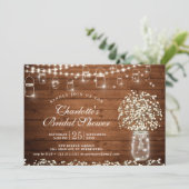 Invitation Bébé's Breath Mason Jar Fête des mariées rustique (Debout devant)