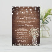 Invitation Bébé's Breath Mason Jar Rustic Brunch & Bubbly (Debout devant)