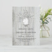 Invitation Bébé's Breath Mason Jar Rustic Grange Lumières Mar (Debout devant)