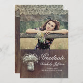 Invitation Bébé's Breath Mason Jar Rustic Photo Graduation (Devant / Derrière)