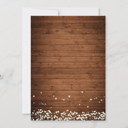 Invitation Bébé's Breath Mason Jar Rustic Wood Mariage (Dos)