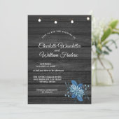 Invitation Bébé's Breath Mason Jar Rustic Wood Mariage Invita (Debout devant)