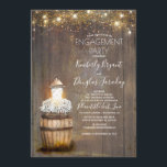 Invitation Bébé's Breath Rustic Lantern Party<br><div class="desc">L'invitation de la fête de fiançailles florales en bois rustique comprend le tonneau de vin,  les fleurs d'haleine de bébé,  la chaîne de lumières et la lampe vintage - lanterne</div>