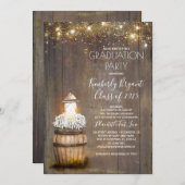 Invitation Bébé's Breath Rustic Lantern Pays Graduation (Devant / Derrière)