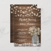 Invitation Bébé's Breath Rustic Mason Jar Fête des mariées (Devant / Derrière)