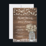 Invitation Bébé's Breath Rustic Mason Jar Fête des mariées<br><div class="desc">Cette belle invitation nuptiale sera la parfaite pour la belle future mariée ! Ce design est composé d'une jarre de maçon rustique remplie de respiration pour bébé! Modifiez facilement toutes les informations de votre événement. Le dos comprend également un design amusant! Voir notre collection Rustic Country pour plus d'articles correspondants...</div>