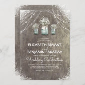 Invitation Bébé's Breath Rustic String Lights Barn Mariage (Devant / Derrière)