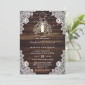 Invitation Bébé's Breath Rustic Wood Lights Lantern Mariage (Debout devant)