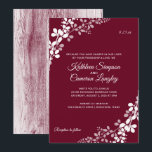 Invitation Bébé's Breath Rustic Wood Mariage | Marsala<br><div class="desc">Vins exquis Mariage Invitations au dos de bois rustique (Marsala / Vin) : Cette belle faire-part de mariage présente des vignes exquises (ou souffle de bébé) dans deux nuances de vin marsala / Bourgogne en haut et en bas. La couleur design est en bordeaux, mais vous pouvez la changer à...</div>