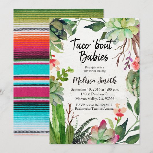 Invitation Bébés d'accès de taco d'invitation de baby shower (Devant / Derrière)