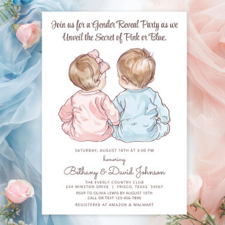 Invitation Bébés de charme en pyjama, fête de la révélation d