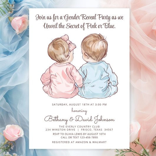 Invitation Bébés de charme en pyjama, fête de la révélation d