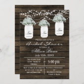 Invitation Bébés en bois de grange Douche en jarsbridal (Devant / Derrière)
