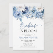 Invitation Bébés En Fleur Bleu Floral Multiples Baby shower (Devant)
