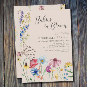 Invitation Bébés en fleurs Fête de bébé Country Wildflower