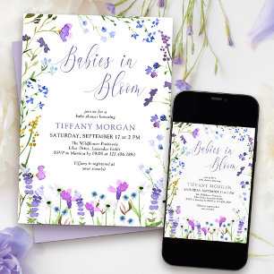 Invitation Bébés en fleurs Fleur sauvage violette Fête prénat