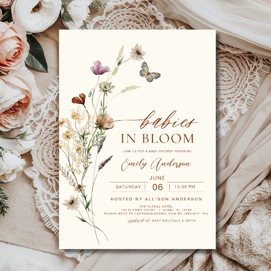 Invitation Bébés fleurs sauvages dans le Baby shower Bloom Tw