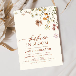 Invitation Bébés Fleurs sauvages jumeaux dans le Baby shower 