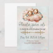 Invitation Bébés jumeaux garçons (Devant / Derrière)