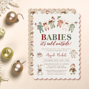 Invitation Bébés mignons Il fait froid dehors Baby shower jum