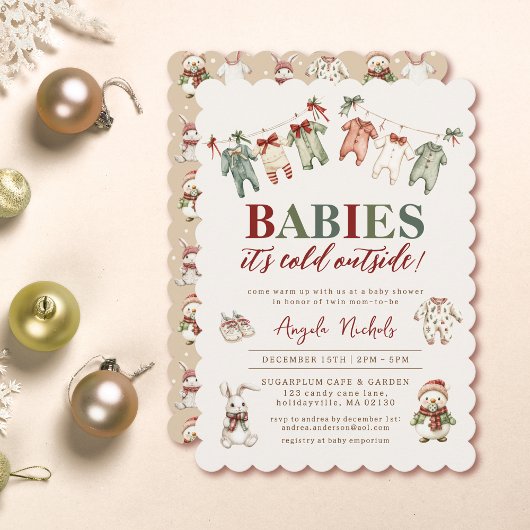 Invitation Bébés mignons Il fait froid dehors Baby shower jum