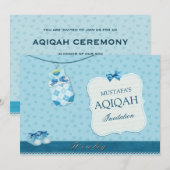 Invitation Bébés mignons Vêtements Bébé Garçon Aqiqah (Devant / Derrière)