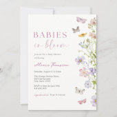 Invitation Bébés papillons fleurs sauvages en fleurs Douche j (Devant)