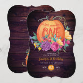 Invitation Bébés rustiques 1er anniversaire Le petit Citrouil (Devant / Derrière)