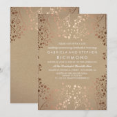 Invitation Béby's Breath Floral Mariage Anniversaire Rose Gol (Devant / Derrière)