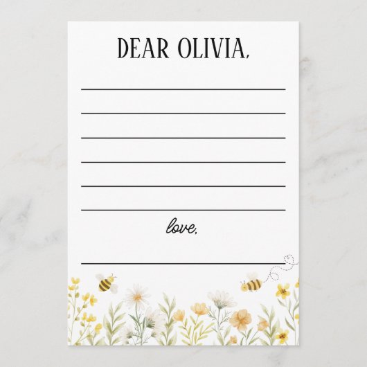 Invitation Bee 1st Birthday Time Capsule Card (Devant)