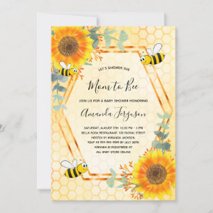 Invitation Bee Baby shower tournesol verdure maman à abeille