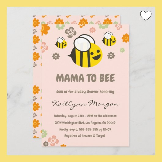 Invitation Bee bébé douche invite maman à être Floral
