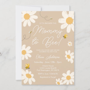 Invitation Bee Beige Daisy Retro Mommy to Bee Baby shower