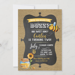 Invitation Bee Birthday Sweet Honey Bumble Bee Anniversaire d