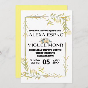 Invitation Bee Bridal douche fleurons jaune