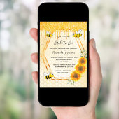Invitation Bee Bridal shower gold glitter drips bride to bee
