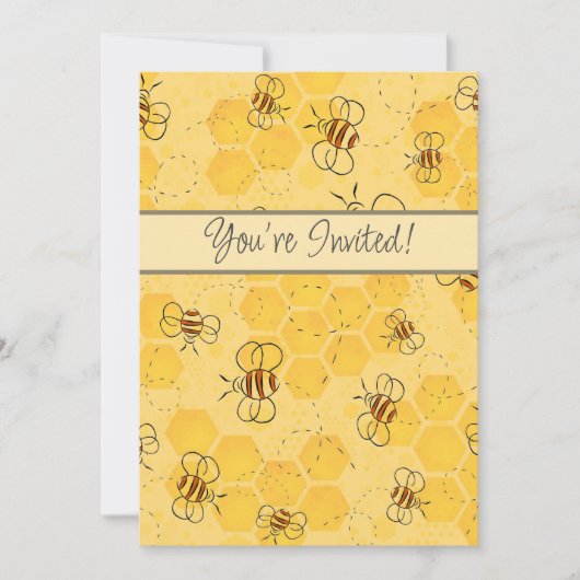 Invitation Bee Buzzing Honey Bees mignonne (Devant)