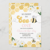 Invitation Bee Day bumblebebe 1er Anniversaire Daisy (Devant / Derrière)