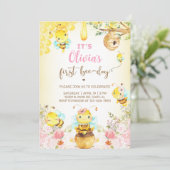 Invitation Bee girl 1er anniversaire invitation, bourdon, abe (Debout devant)
