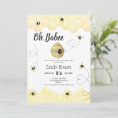 Invitation Bee Honey Aquarelle Oh Baby shower bébé (Debout devant)