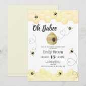 Invitation Bee Honey Aquarelle Oh Baby shower bébé (Devant / Derrière)