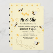 Invitation Bee Honey He ou She Genre Reveal (Devant / Derrière)